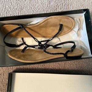 Ralph Lauren Flat Carmel Black Braided Sandals